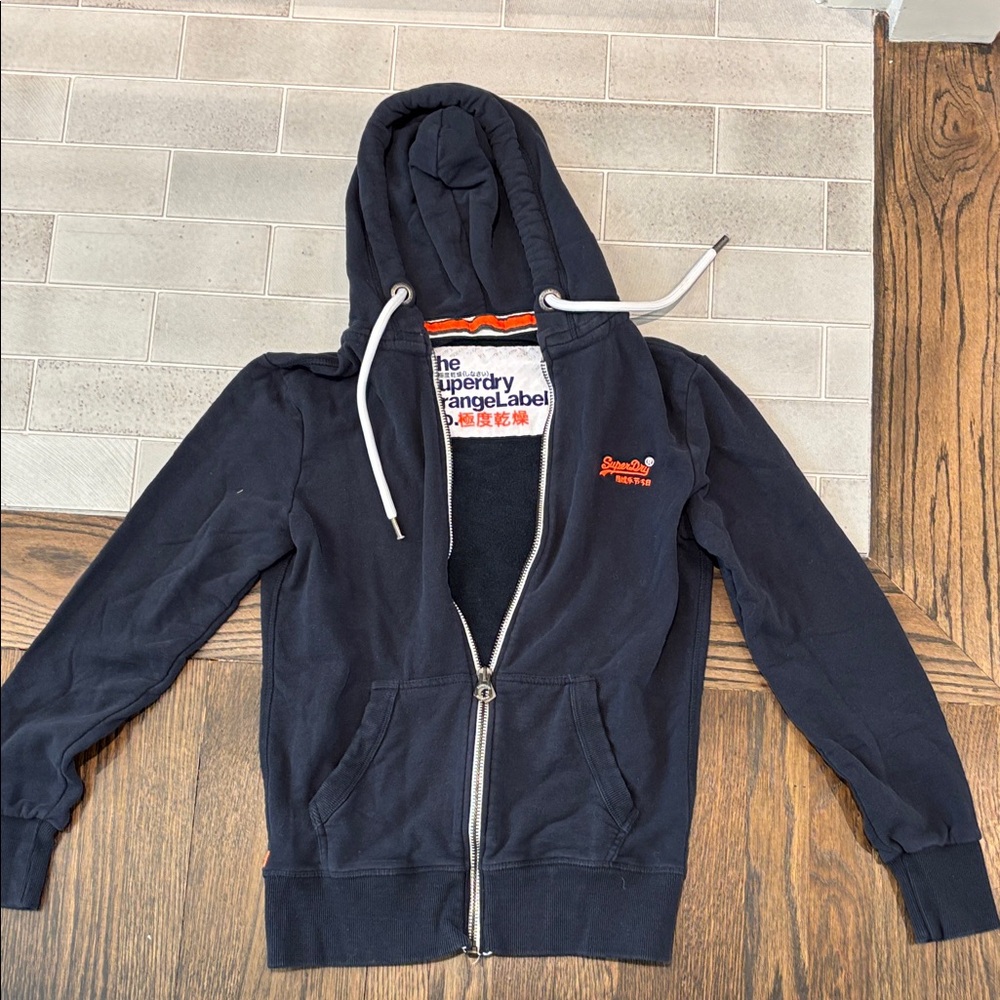 Superdry Dark Blue Hoodie with White Accents